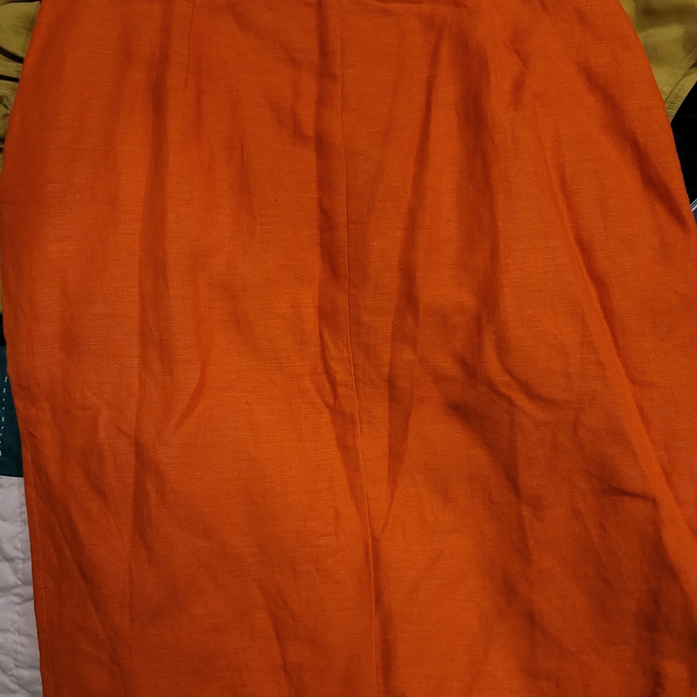 Vintage Chaus Linen Rayon Pencil Skirt Dark Orange